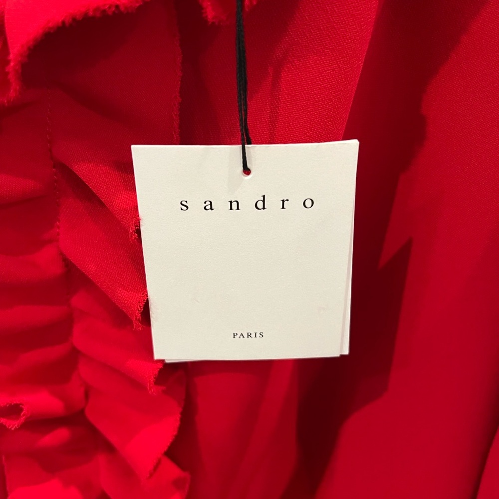 Sandro Red Ruffle Mini Dress - Picture 7 of 8